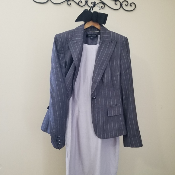 Anne Klein Suit Pewter Gray Pinstripe Suit Blazer - Picture 2 of 9